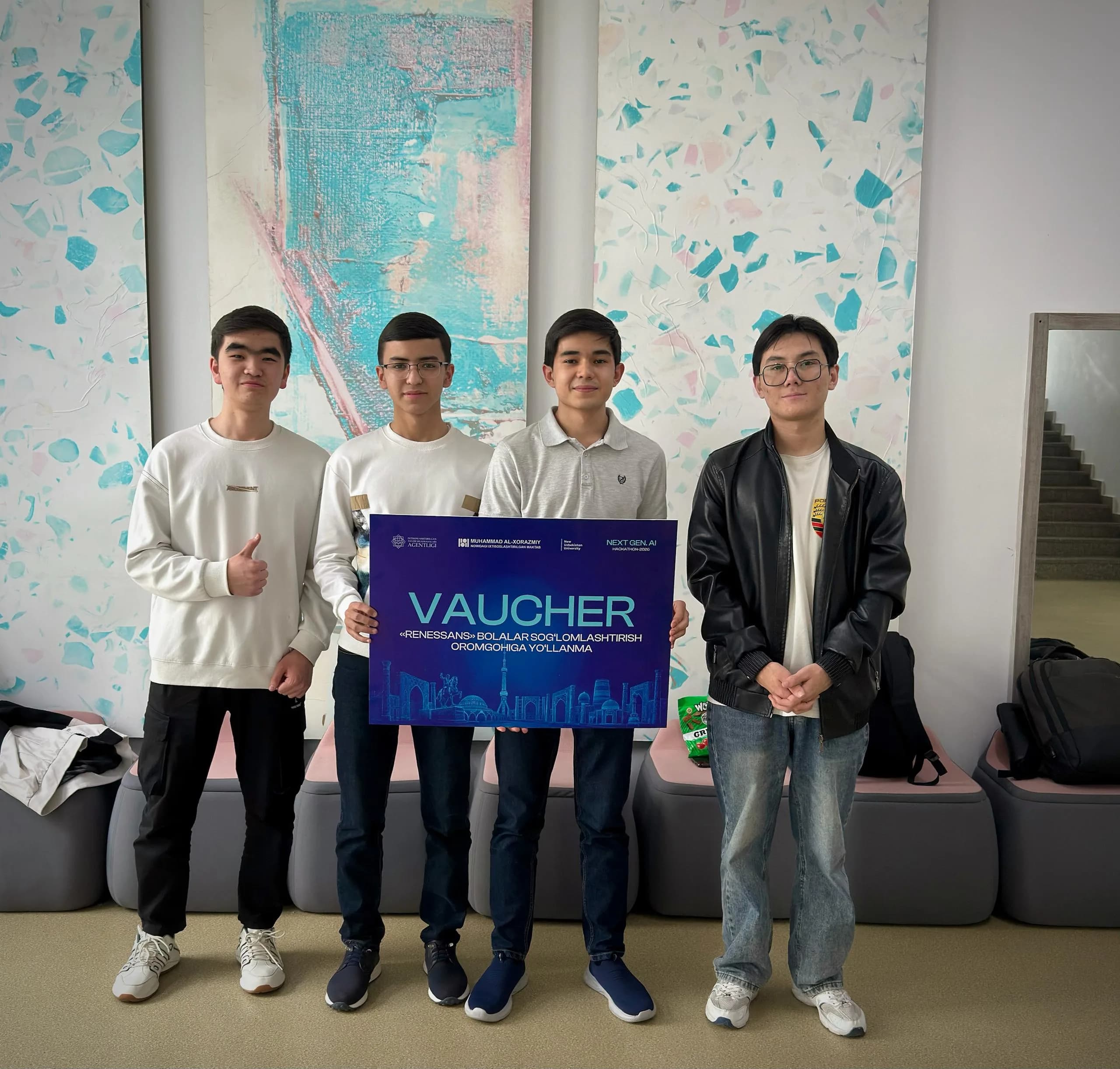 Our Next Gen AI Hackathon team with its award