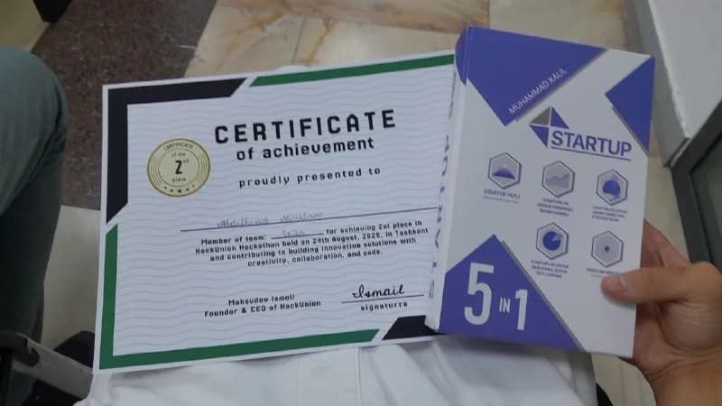 HackUnion certificate and prizes